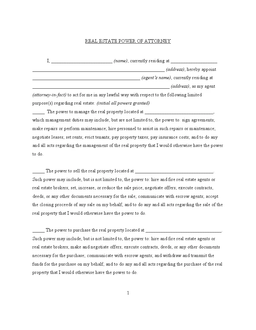 Fillable form property poa formspal