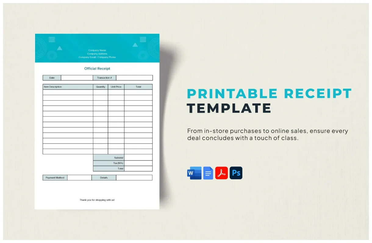 Printable in word, pdf, google docs, psd download
