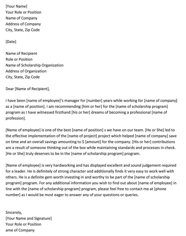 40 amazing scholarship recommendation letter samples