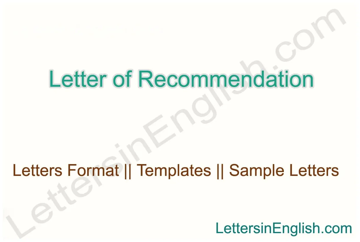 Letter of recommendation format