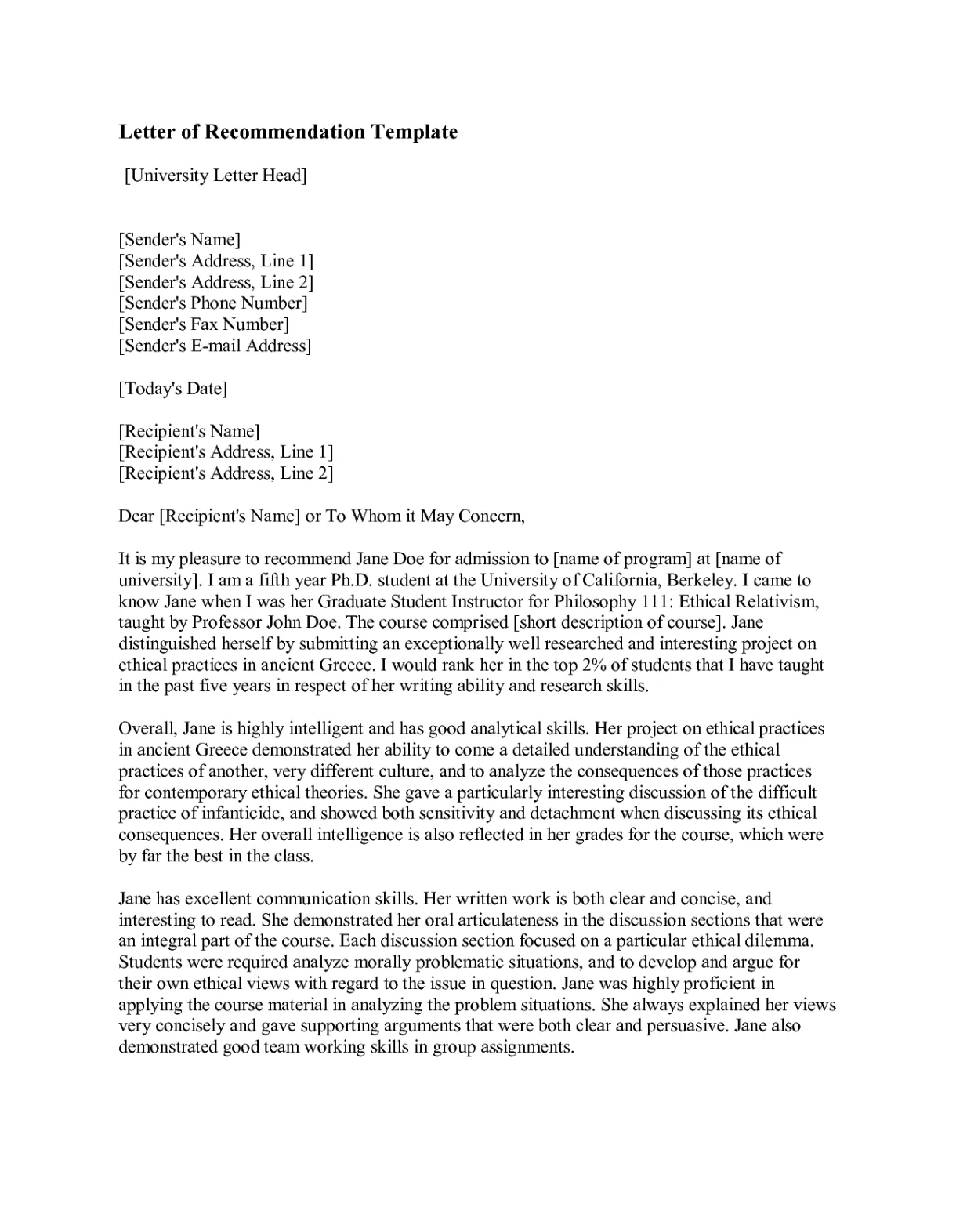 Letter of recommendation format fotolip rich and