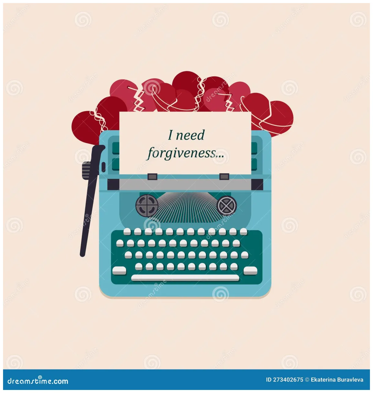 Letter of reconciliation in a typewriter. vector illustration stock
