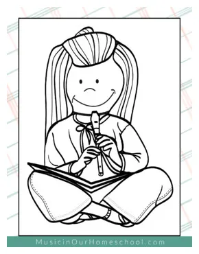 Recorder instrument & music activities prek early elementary coloring