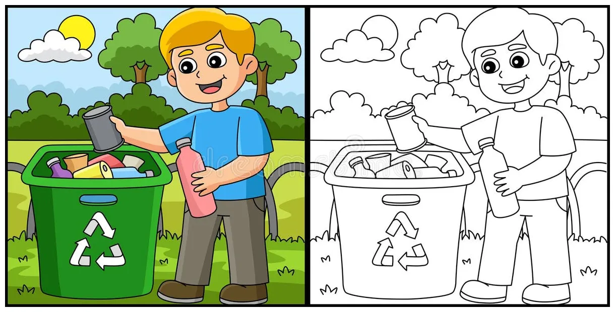 Recycling coloring page stock illustrations 184 recycling coloring