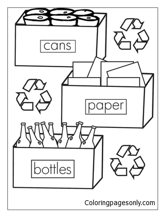 Free recycling coloring pages for kids