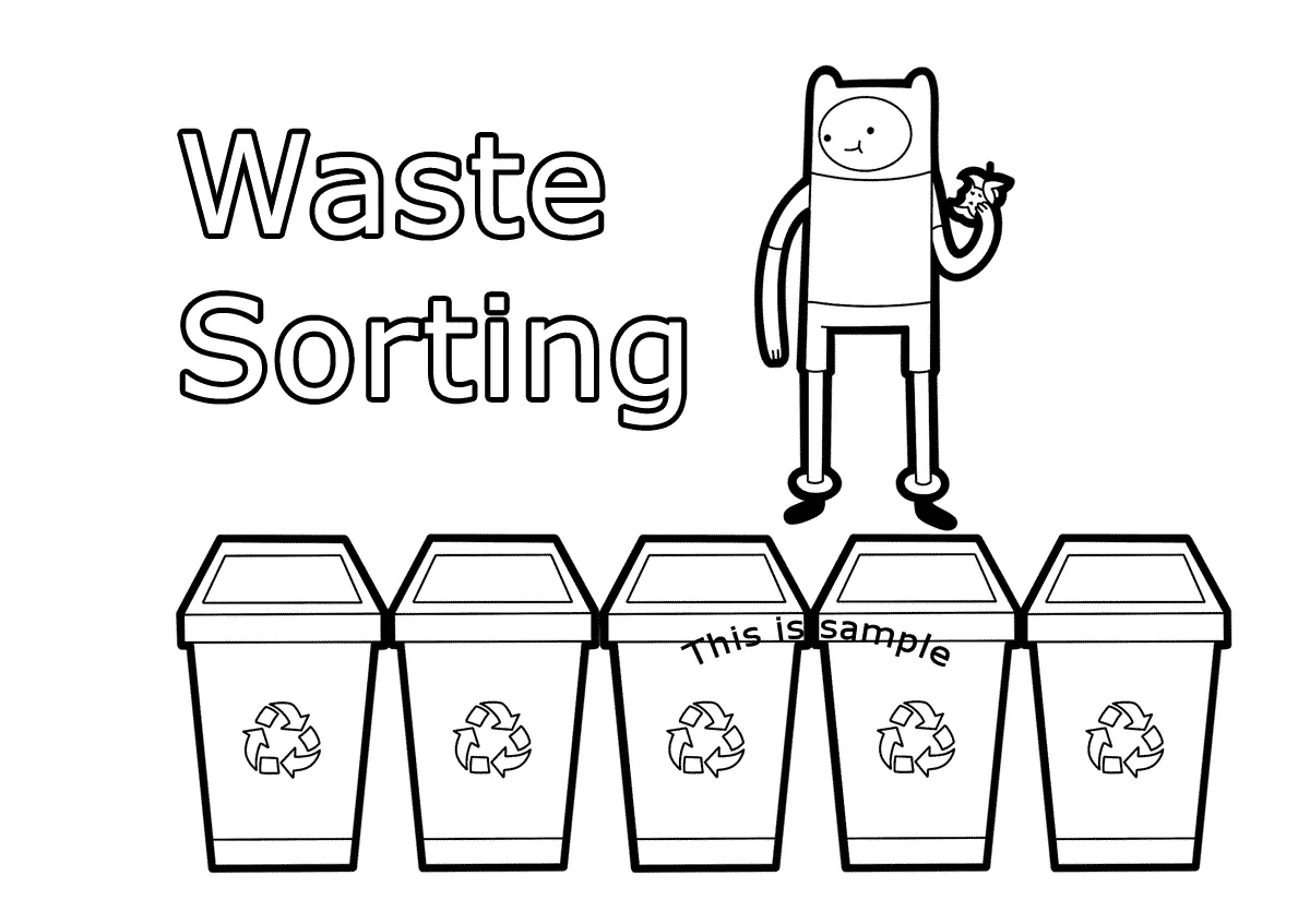 Waste sorting coloring pages