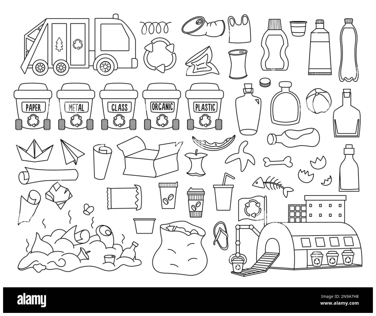 Coloring page garbage truck hi-res stock photography and images - Alamy