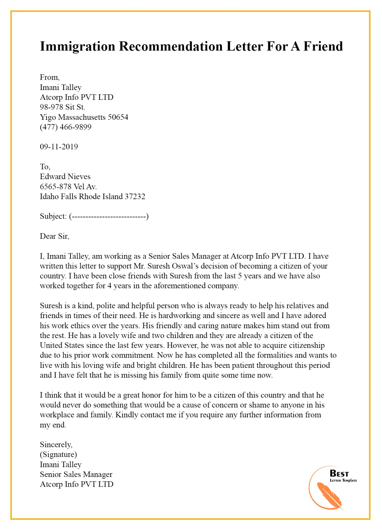 Character reference letter citizenship cover letter