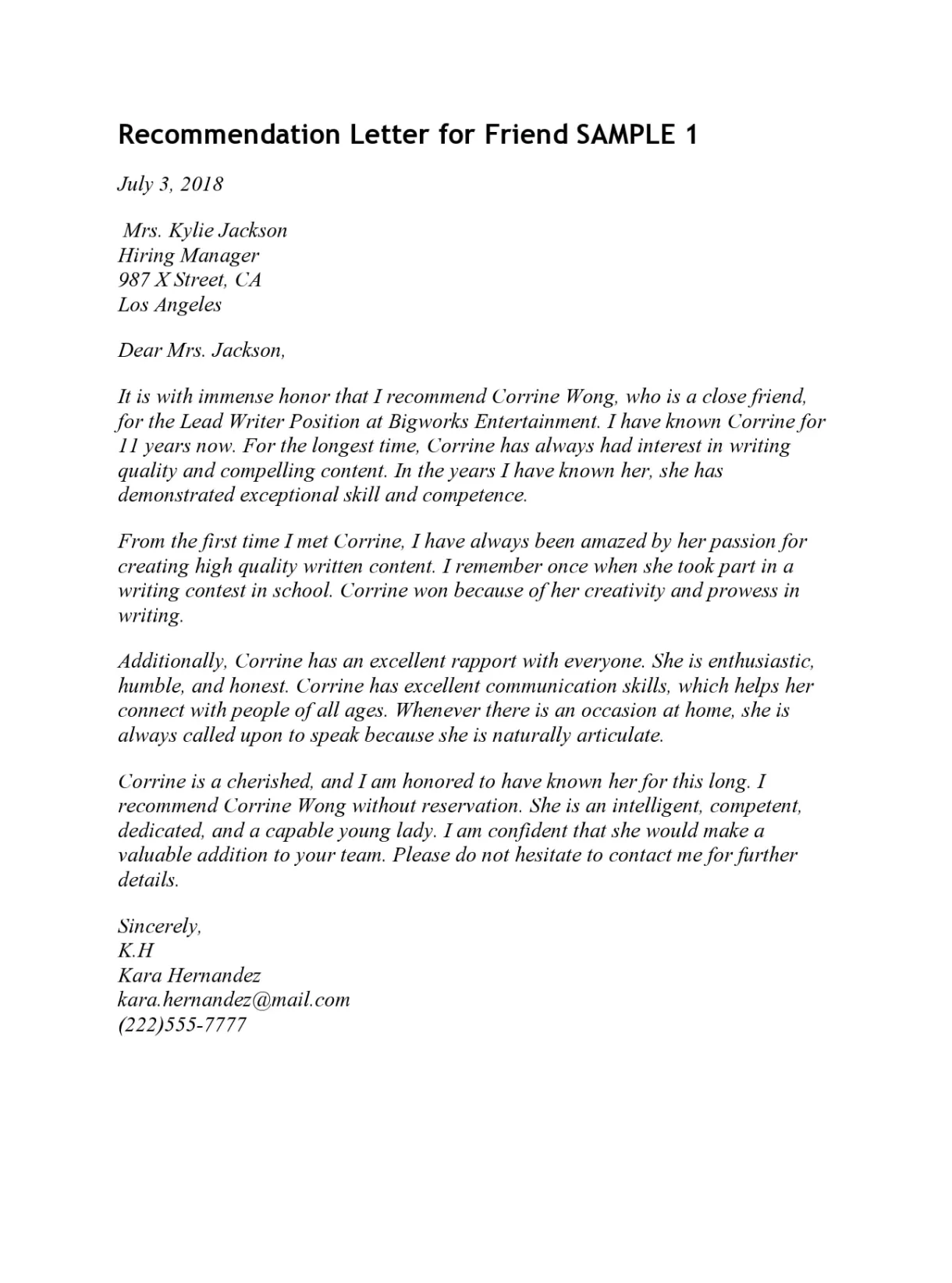 Friend Reference Letter Template, Web here’s our reference letter template: