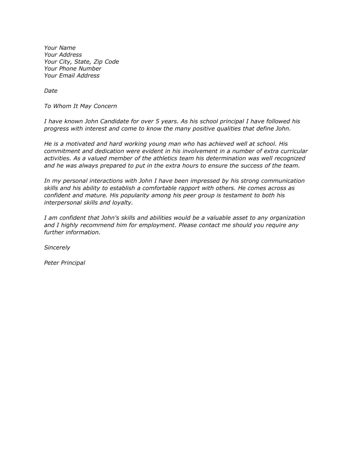 Best friend character reference letter