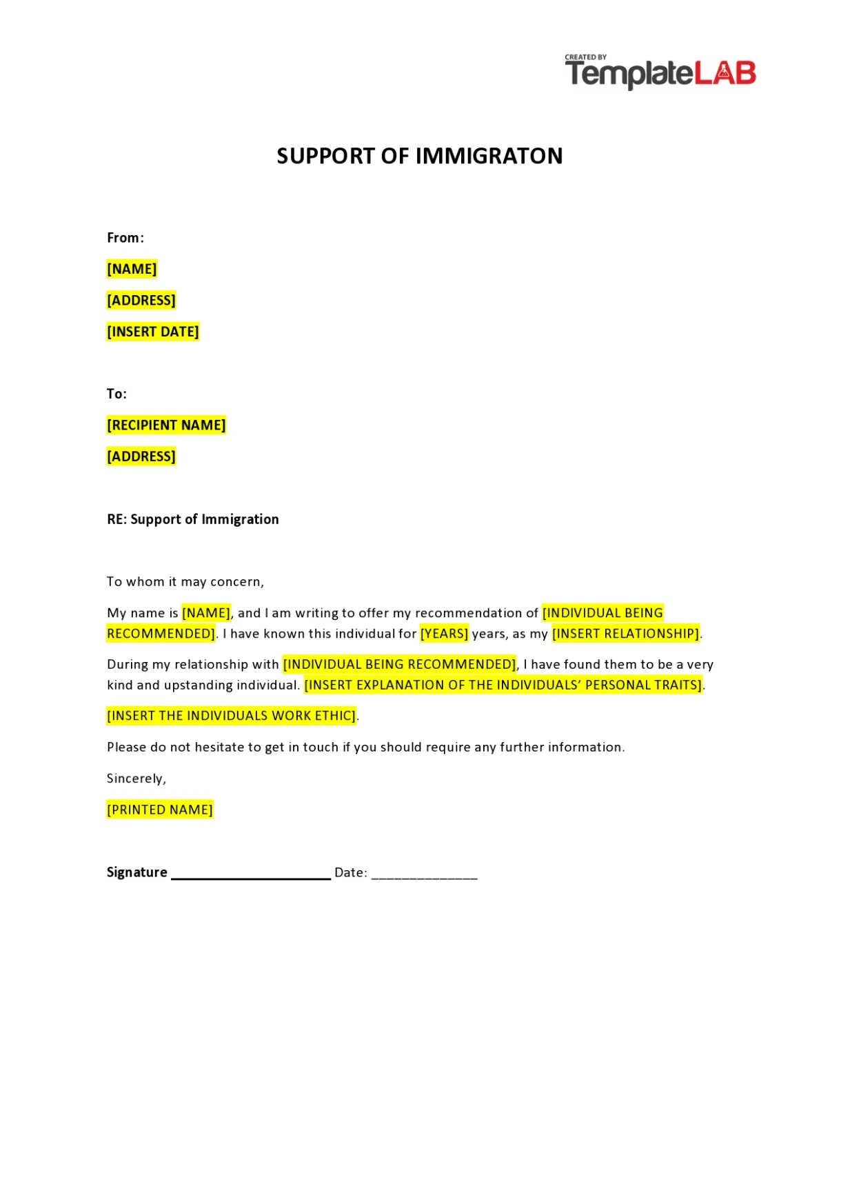 Immigration reference letter for a family member infoupdate printable coloring page