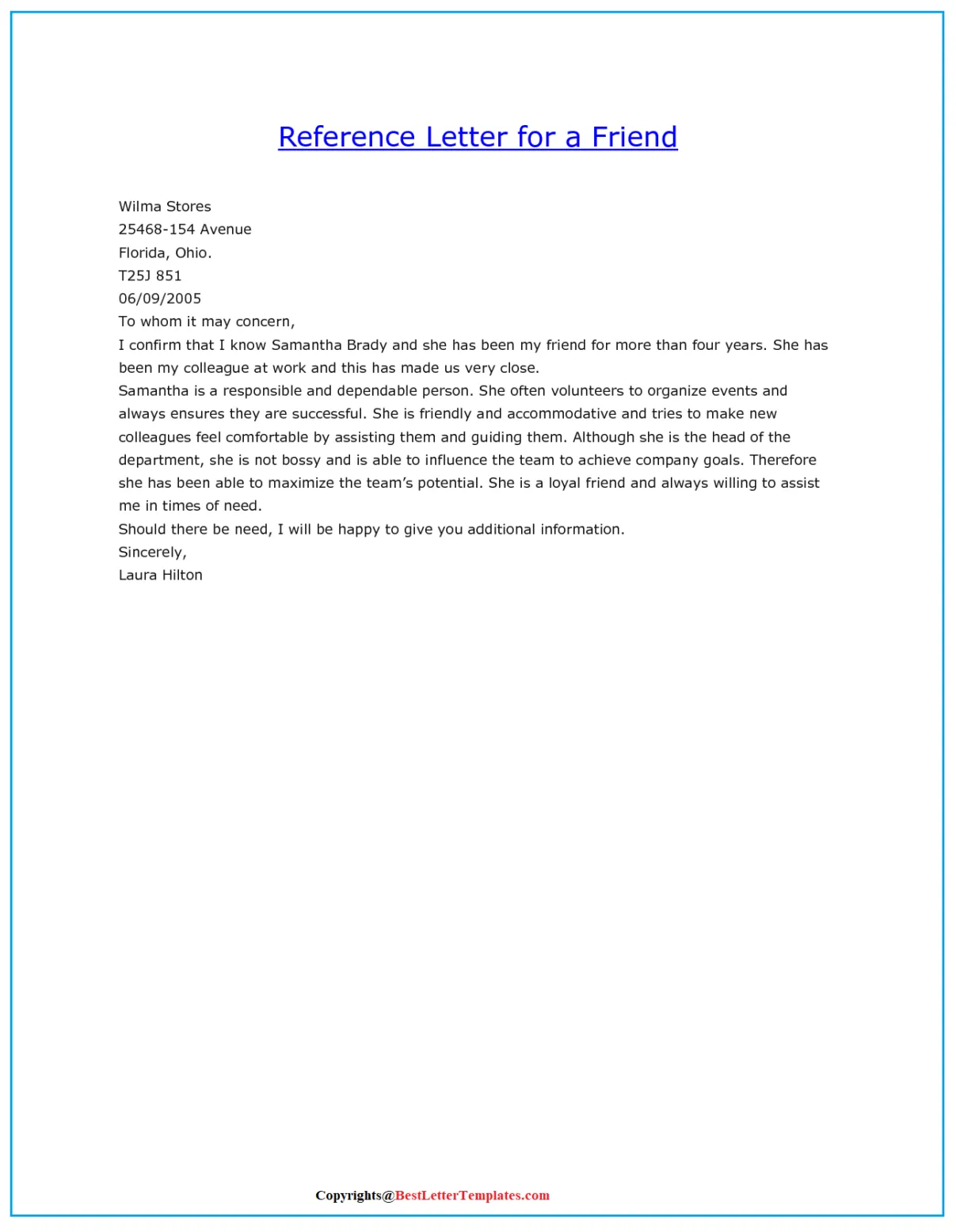 Friend reference letter template, web here’s our reference letter template