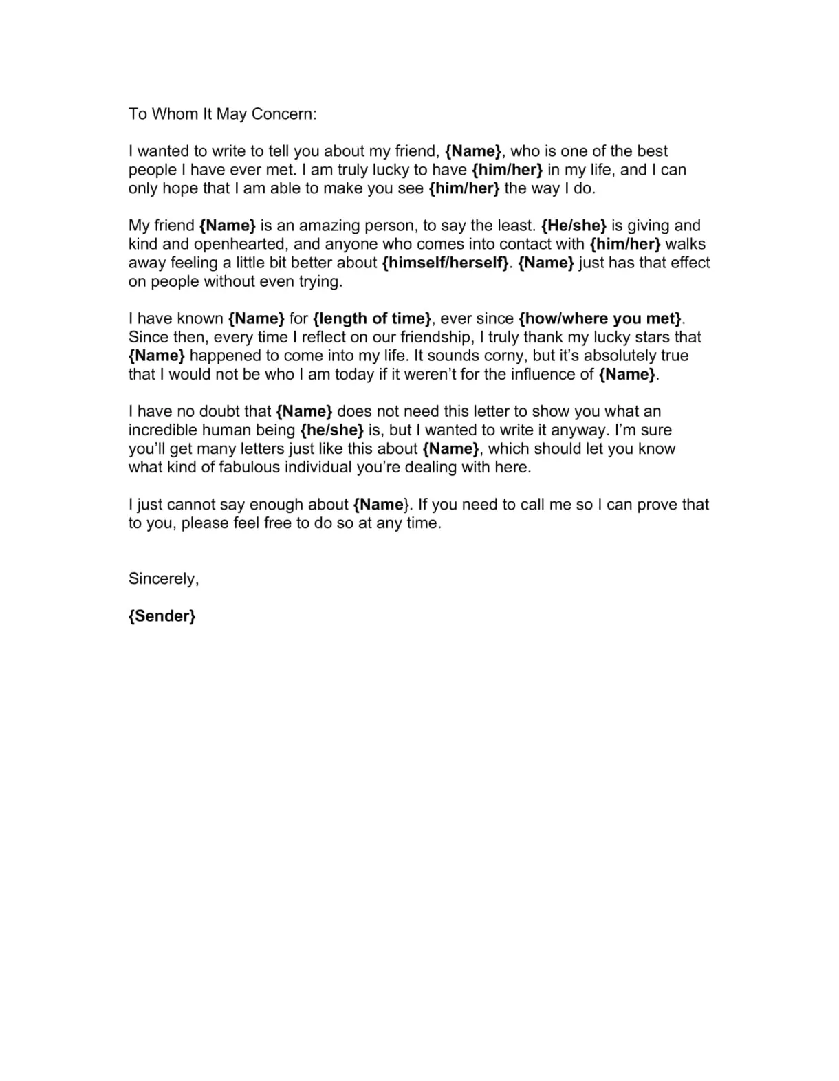 Free Printable Personal / Character Reference Letter Templates [PDF]