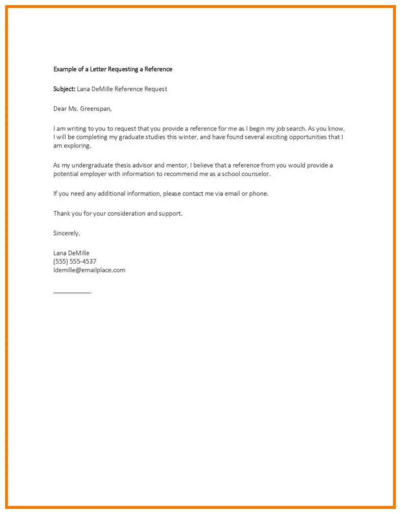 Template how to ask for a reference