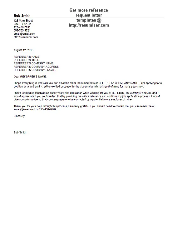 Template reference request letter template 1