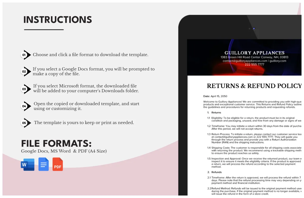 Returns & Refund Policy Template in Word, PDF, Google Docs - Download