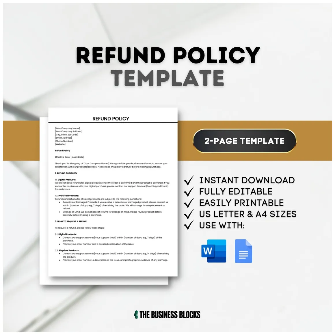 Refund Policy Template Returns and Refunds Money-back Guarantee E