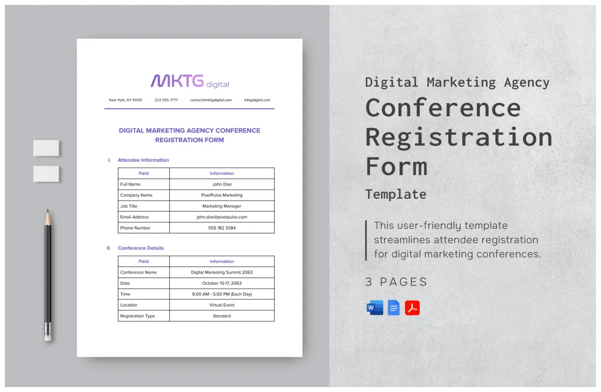 Registration Form Template in Excel, Google Sheets - Download