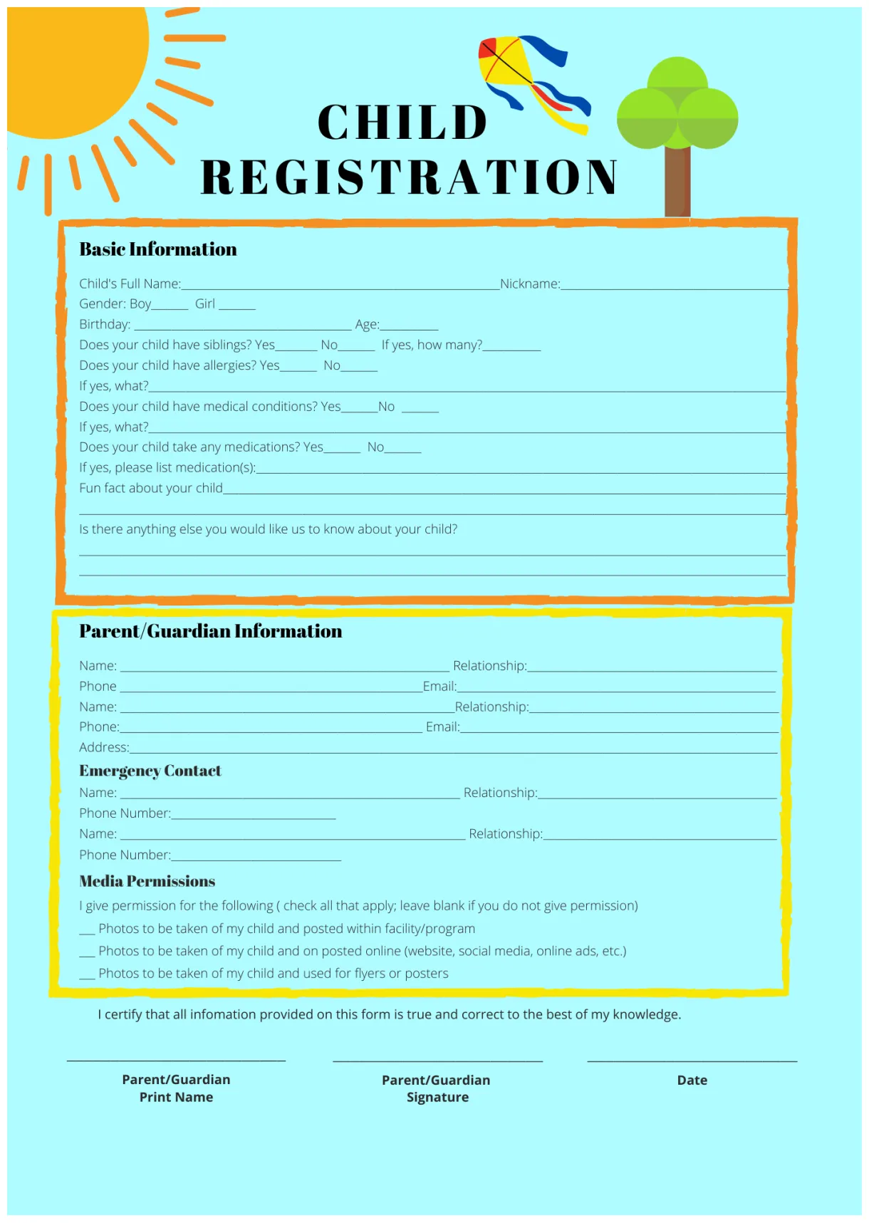 Child registration form – Artofit