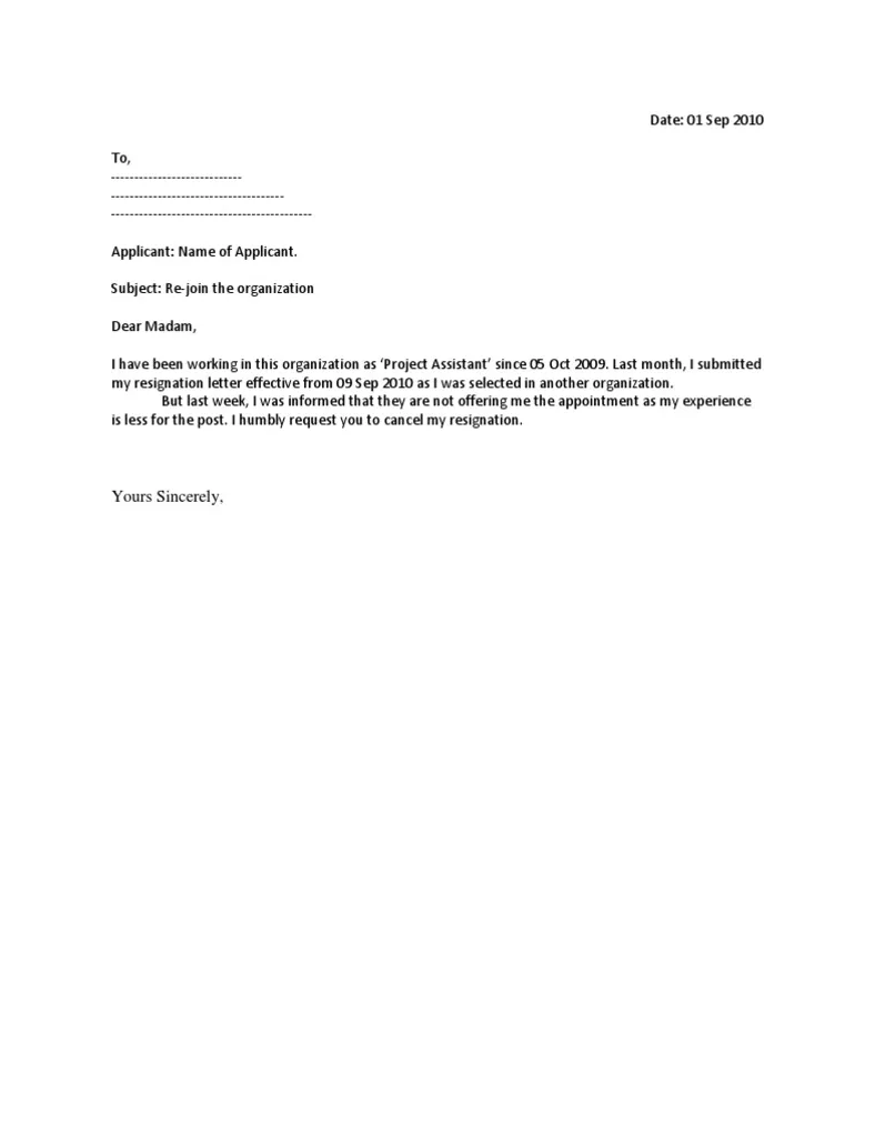 Rejoining letter pdf