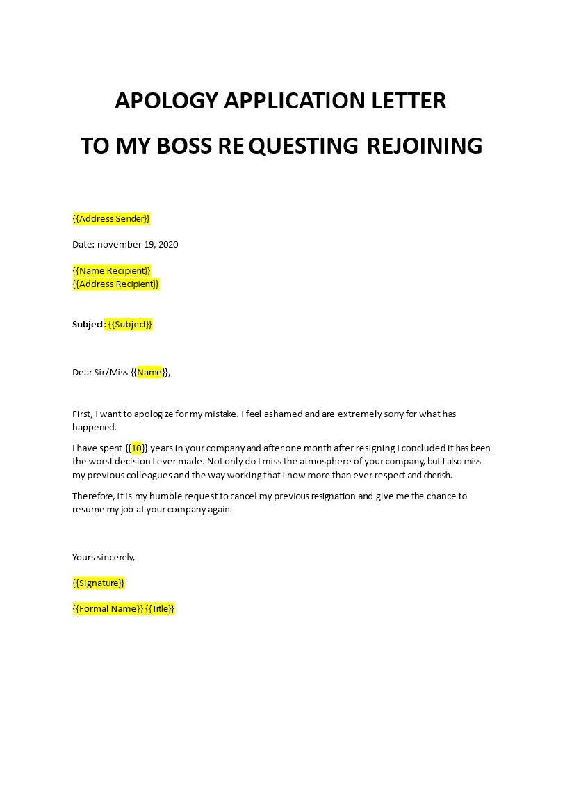 Rejoining letter format