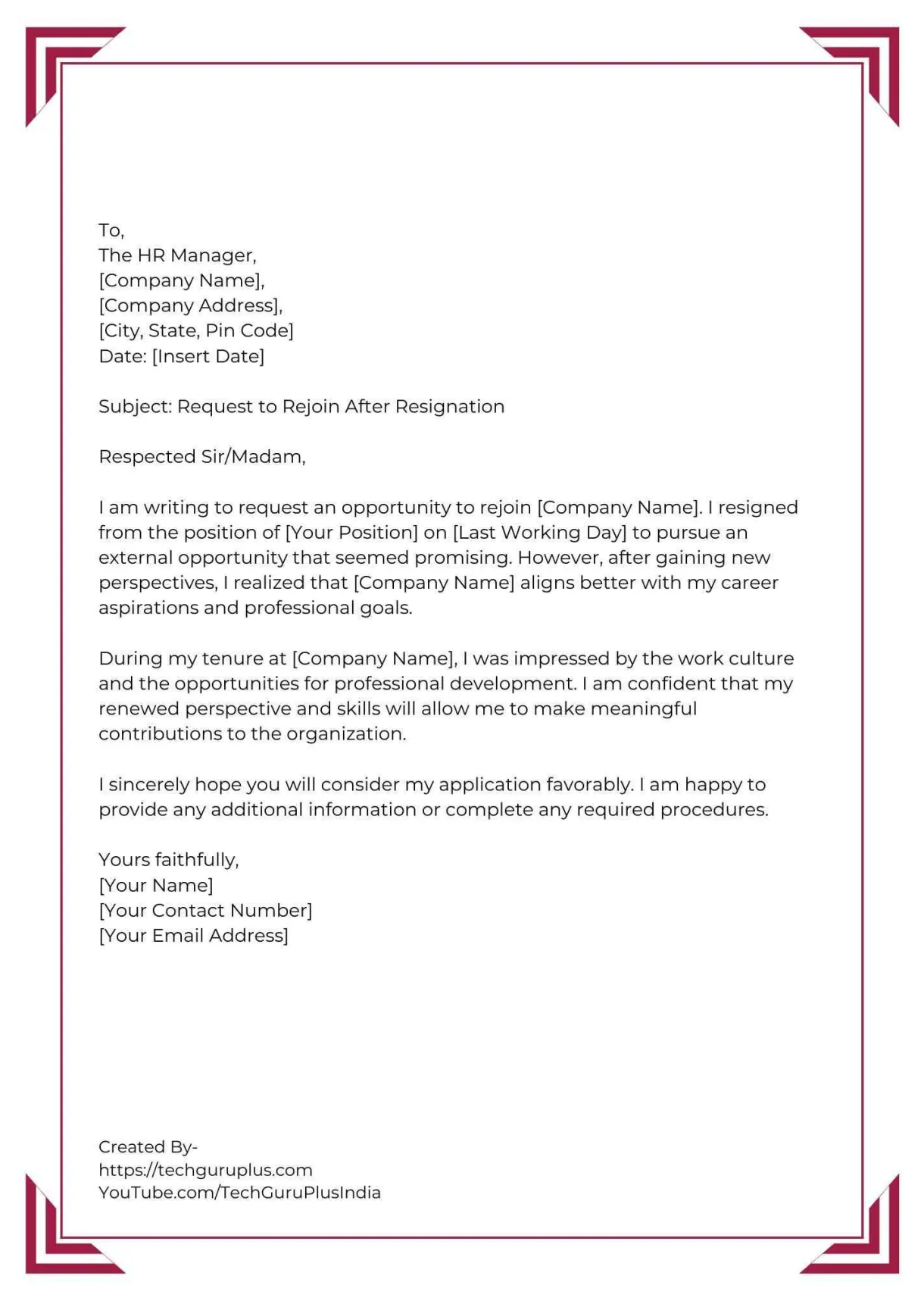 Return to work after maternity leave letter