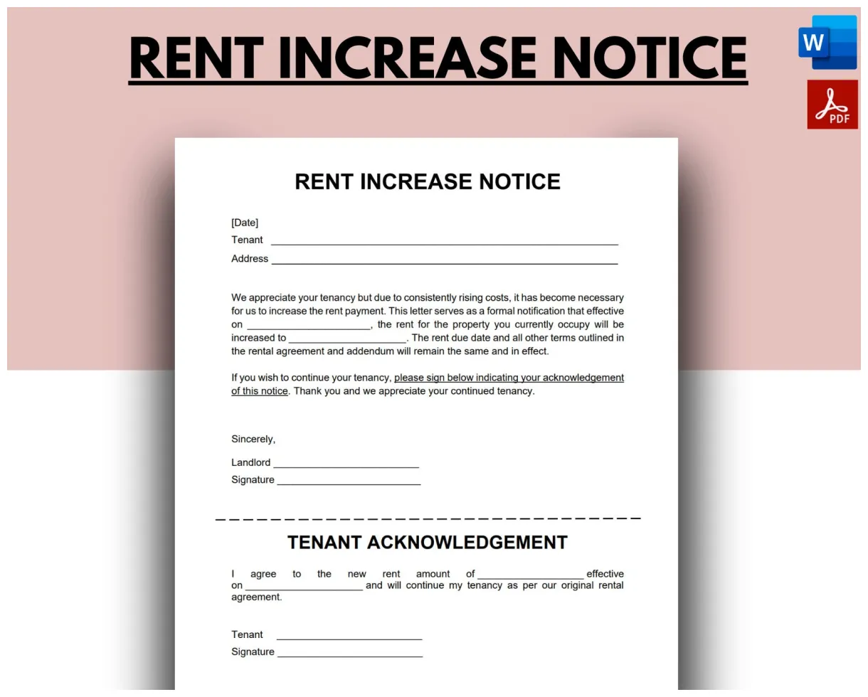Rent increase letter, rent increase form