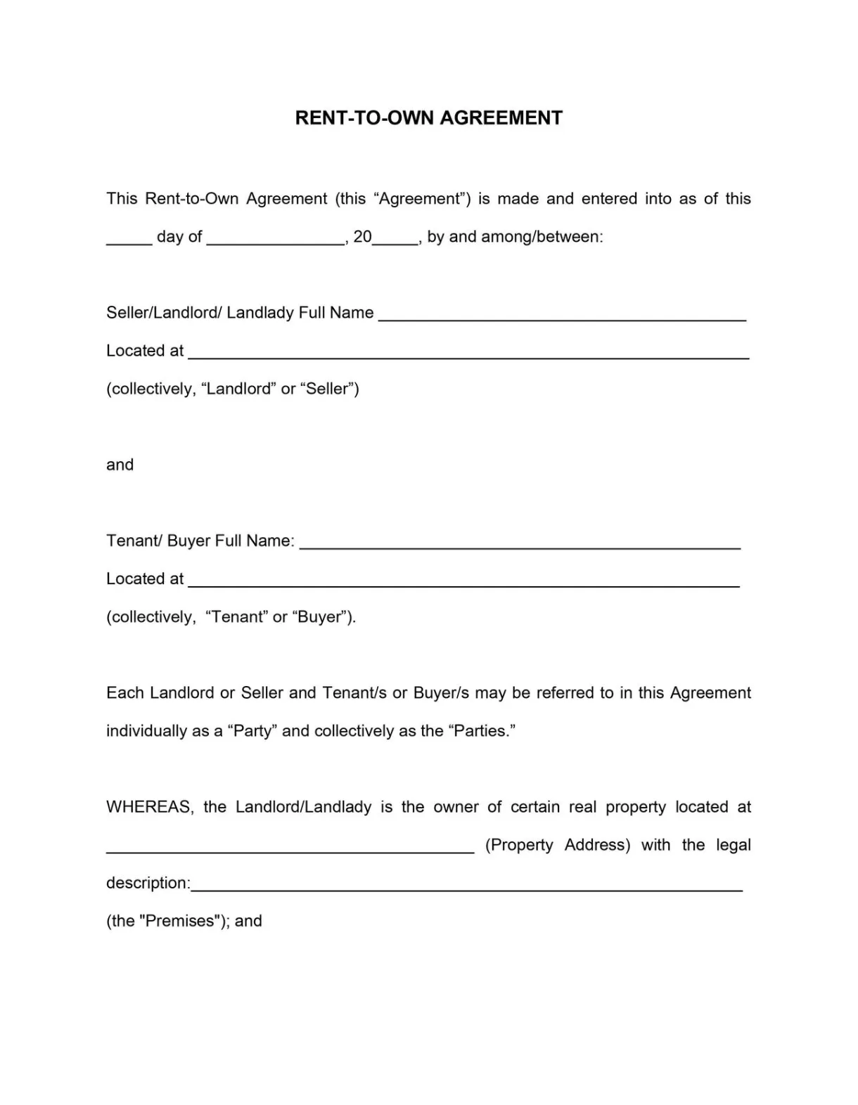 New jersey rent-to-own agreement template