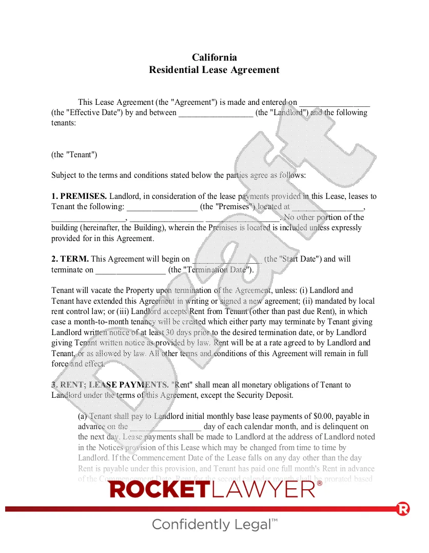 Top 5 free california ca residential lease agreement templates