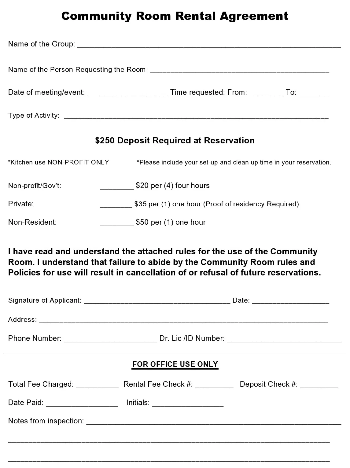 Printable room rental agreement prntbl ncejomunicipaldechinu.gov