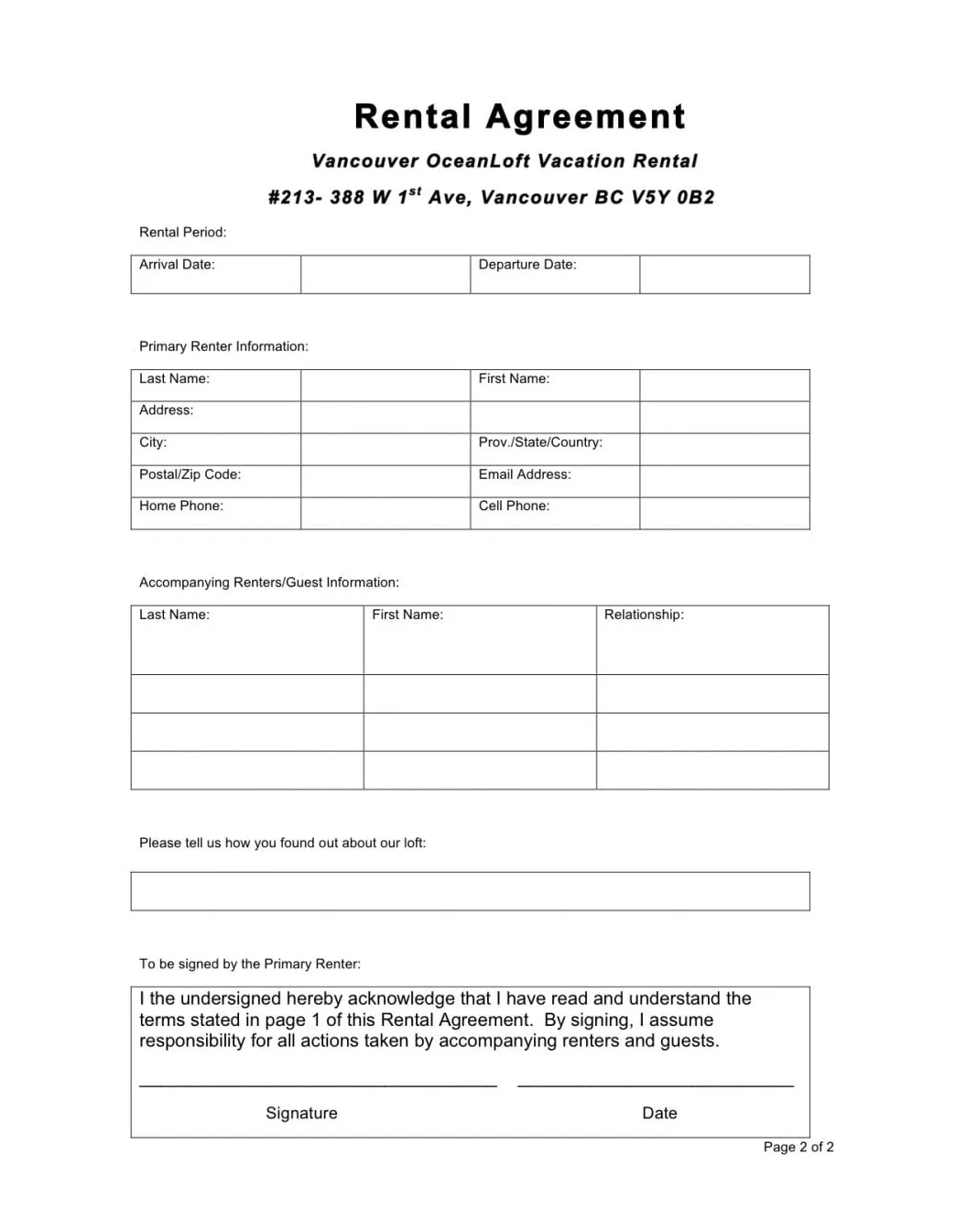 6 free rental agreement templates excel pdf formats