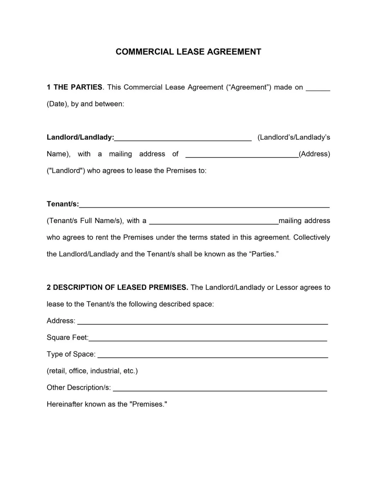 New jersey commercial lease agreement template
