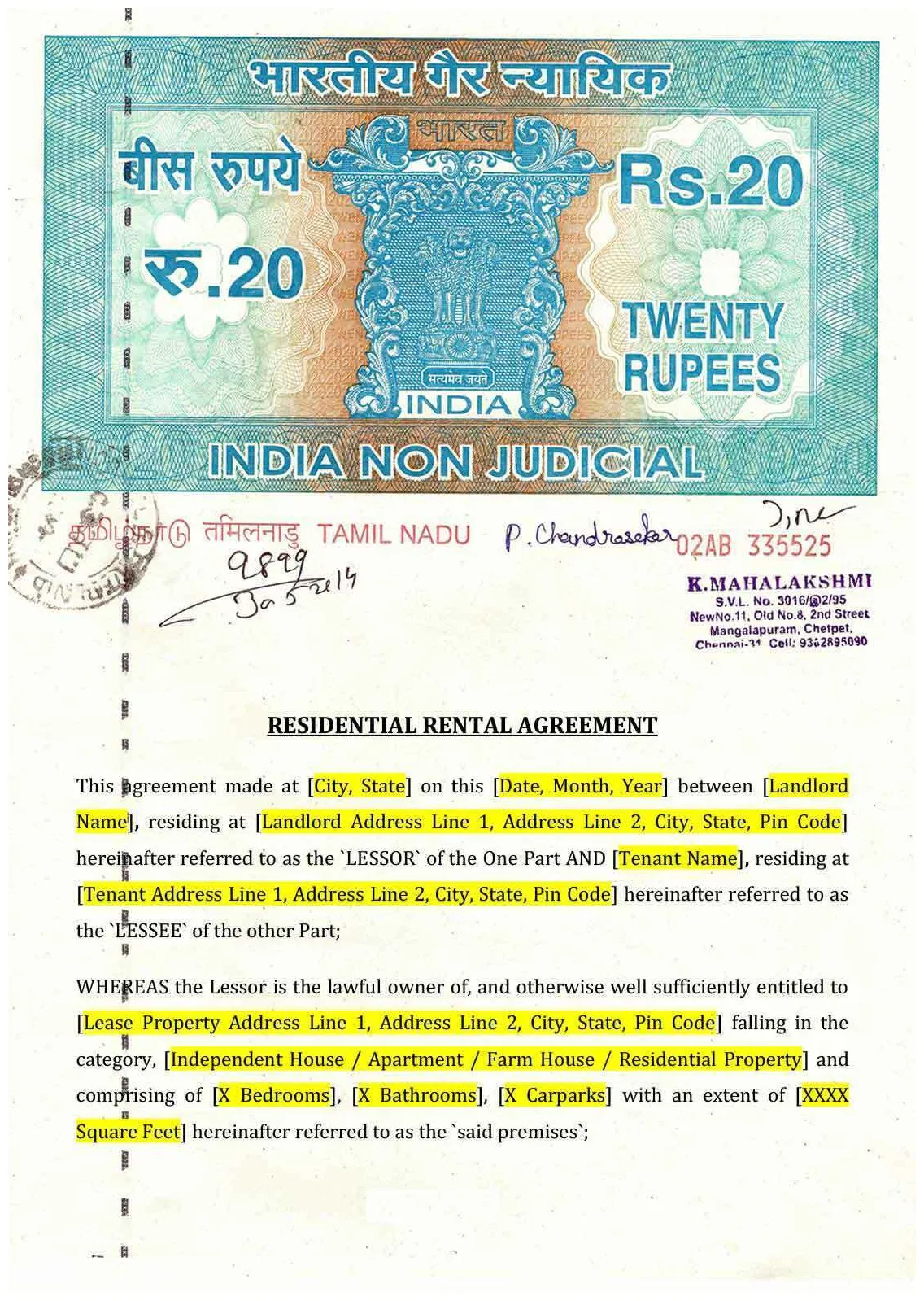 Free template indiafilings