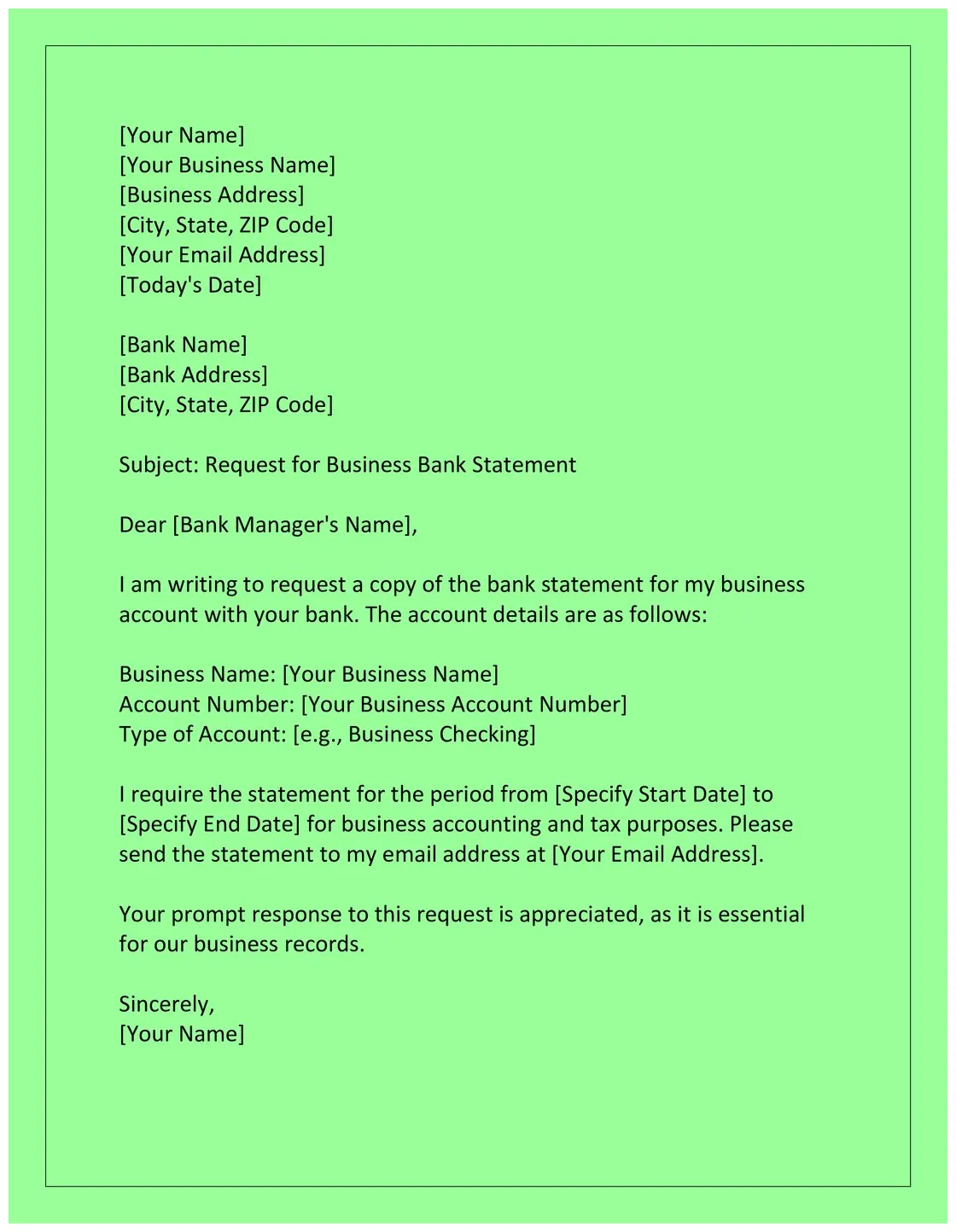 Request letter for bank statement through email infoupdate