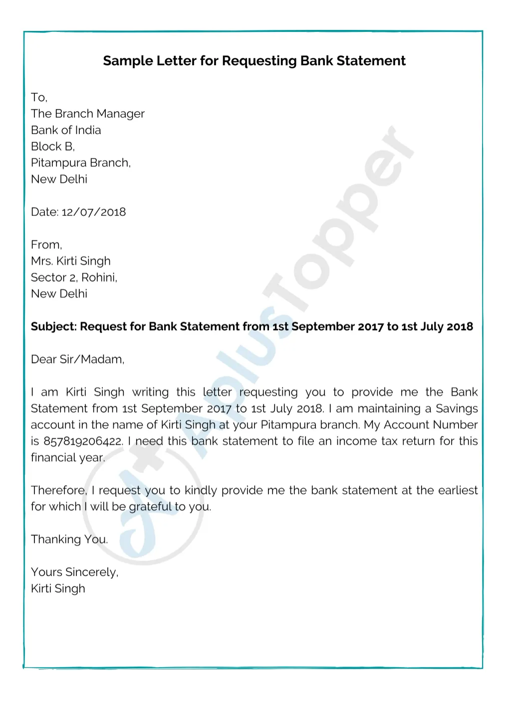 Bank statement request letter format samples and how to write a bank