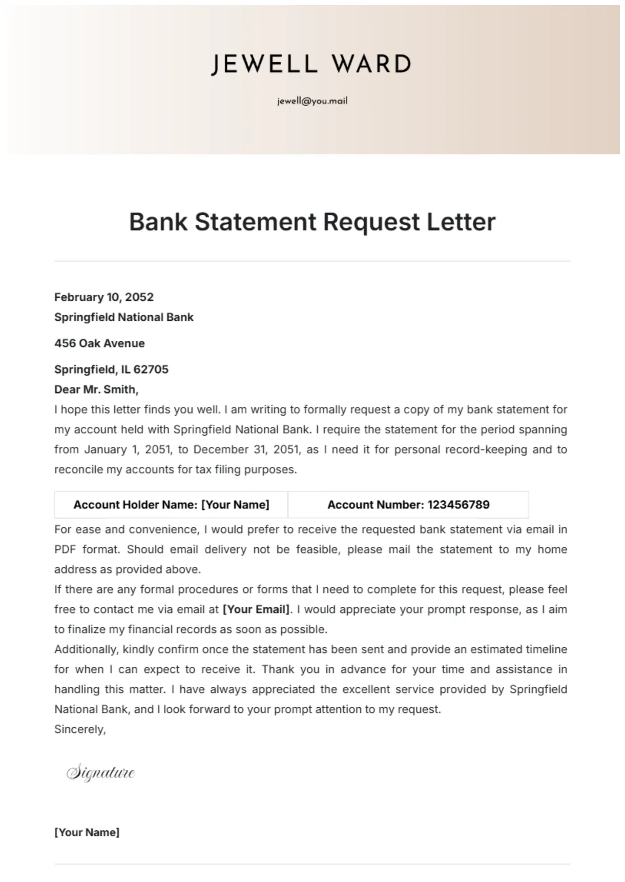 Bank statement request letter format credit request letter sample