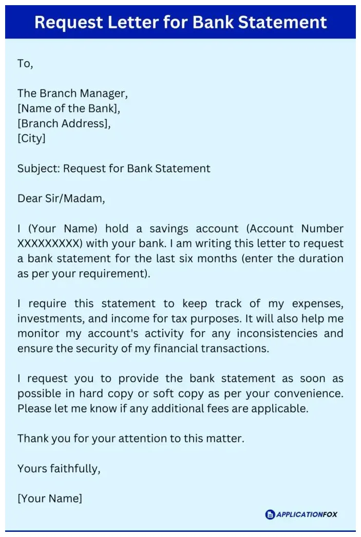 Request letter for bank statement through email infoupdate