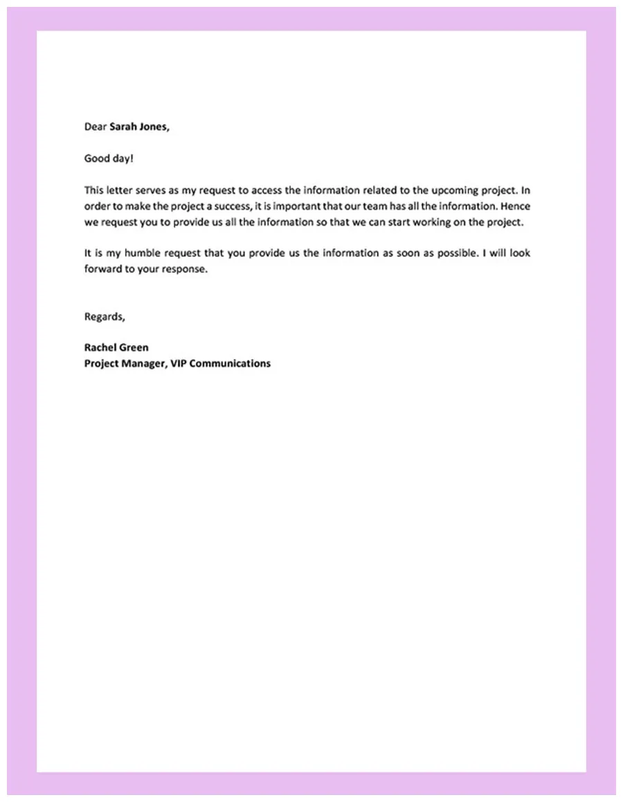 Editable information request letter template google docs, word