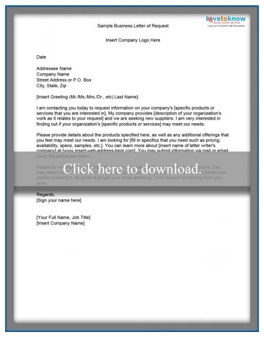 Sample business letter of request for information lovetoknow