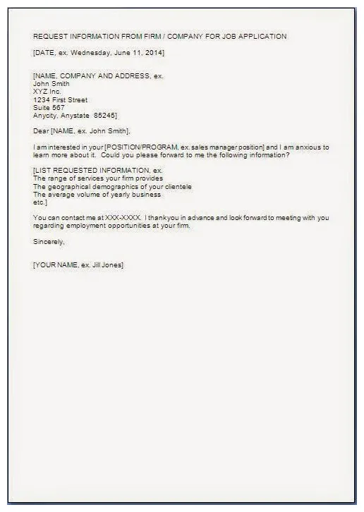 Sample information request letter format