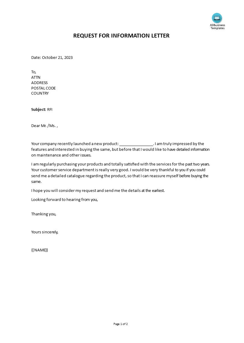 Prima information request letter printable coloring page