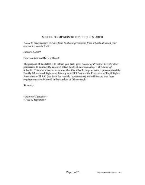Letter to conduct research letter to school principal for permission