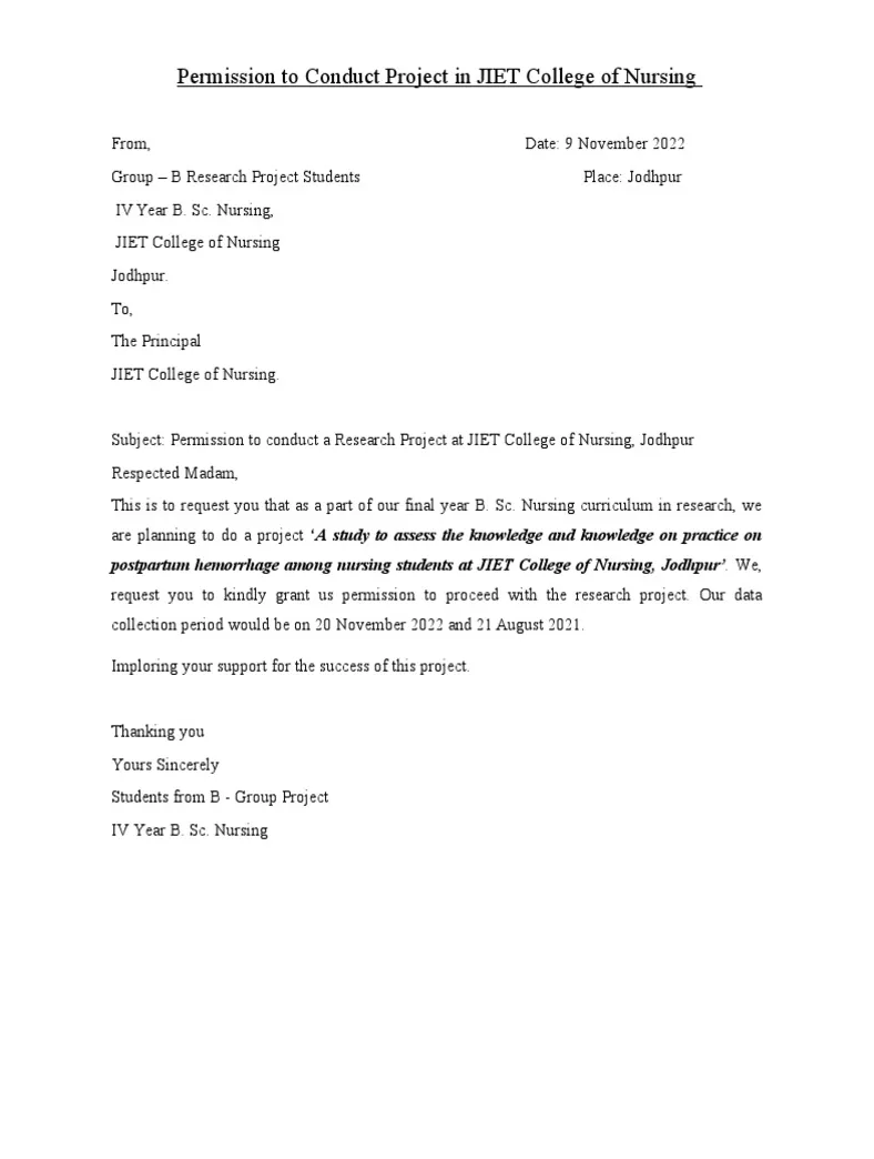 Permission letter for research pdf