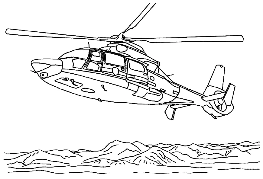 Coloring helicopter rescue at sea picture