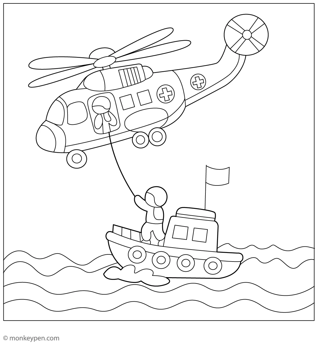 Rescue helicopter coloring page