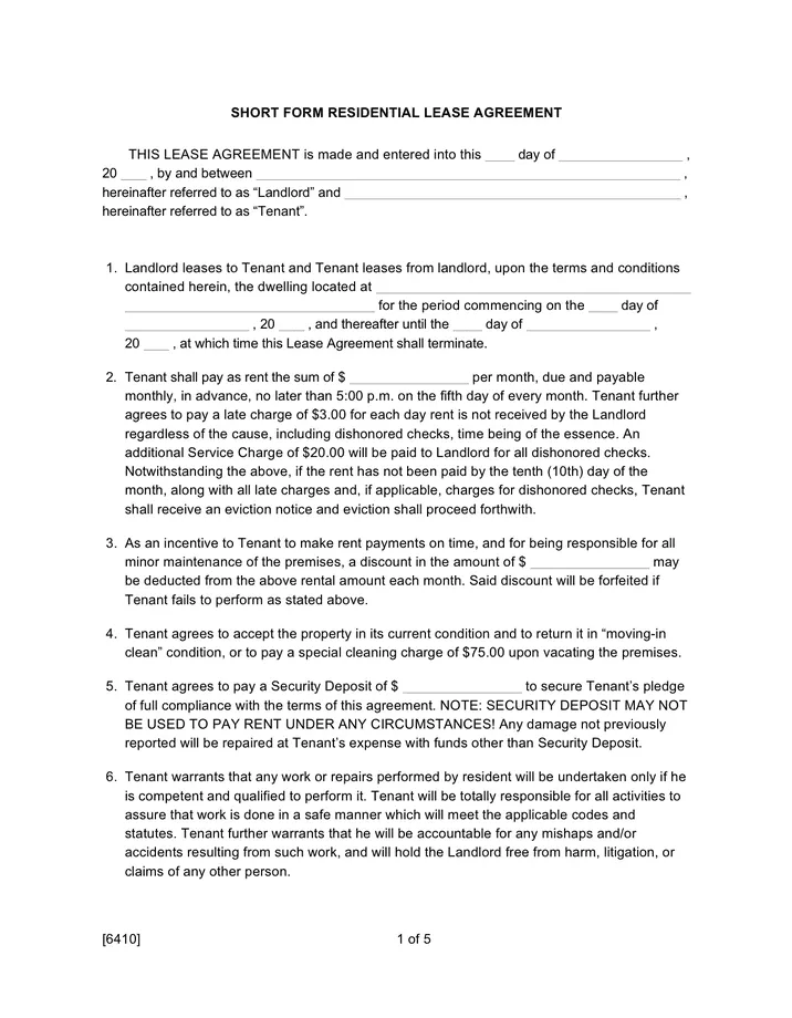 Residential Lease Agreement - download free documents for PDF, Word and