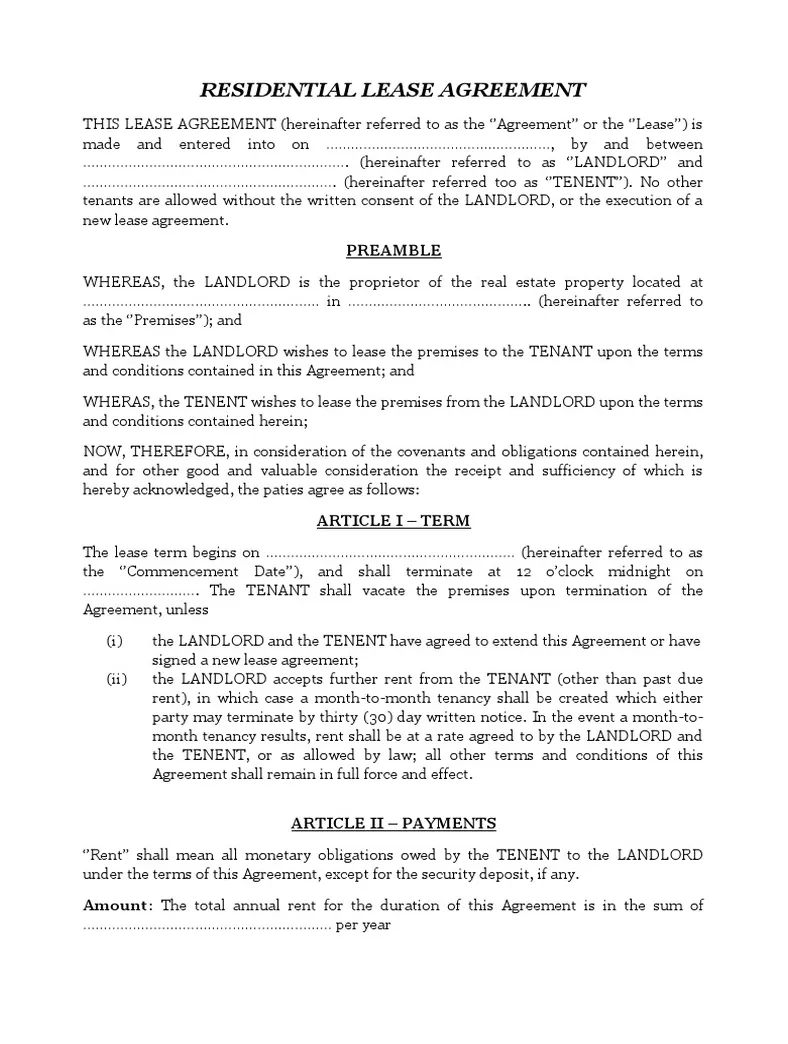 Residential Lease Agreement | PDF | Leasehold Estate | Landlord