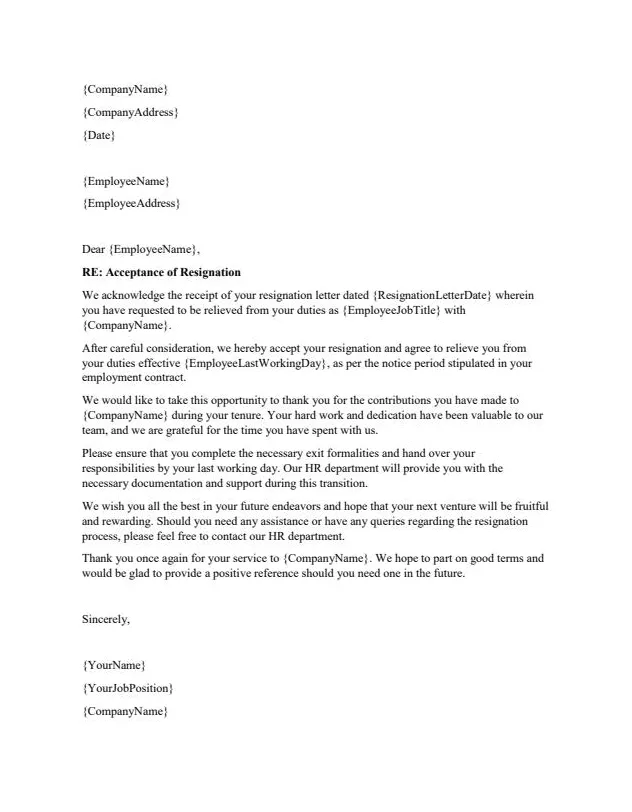 Acceptance resignation letter 13+ acceptance letter templates doc