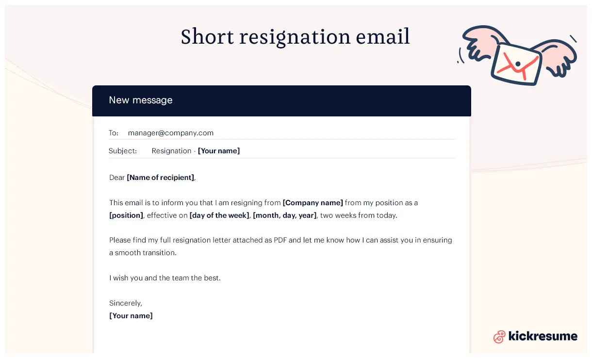 Resignation email resignation letter template, notice period