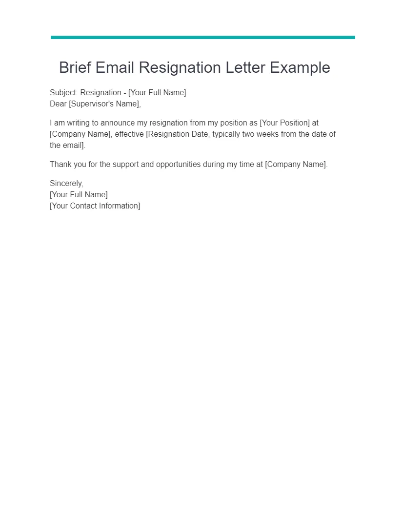 Email resignation letter 17+ examples, pdf, tips